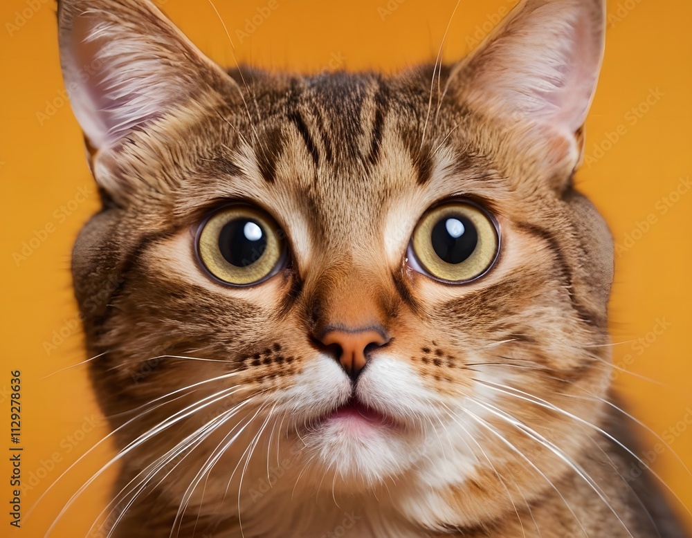 close up portrait of a cute stunning amazed surprised cat isolated on vibrant colorful background looking into the camera close up portrait of a cute stunning amazed surprised cat isolated on vibrant colorful background looking into the camera