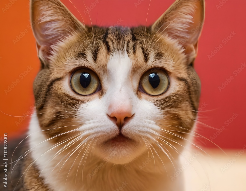 close up portrait of a cute stunning amazed surprised cat isolated on vibrant colorful background looking into the camera close up portrait of a cute stunning amazed surprised cat isolated on vibrant colorful background looking into the camera