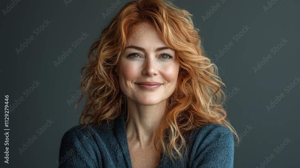A middle-aged actress expressing happiness. A middle-aged actress expressing happiness.