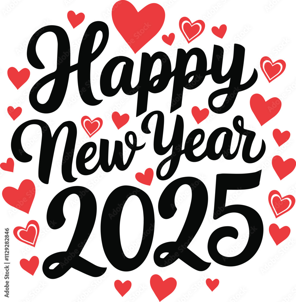 Happy New Year-2025 T-Shirt Design vector illustration art. Happy New Year-2025 T-Shirt Design vector illustration art.