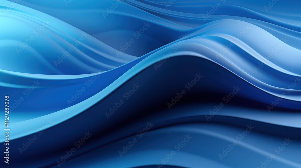 Obraz premium Abstract Blue Waves Flowing Smoothly Design