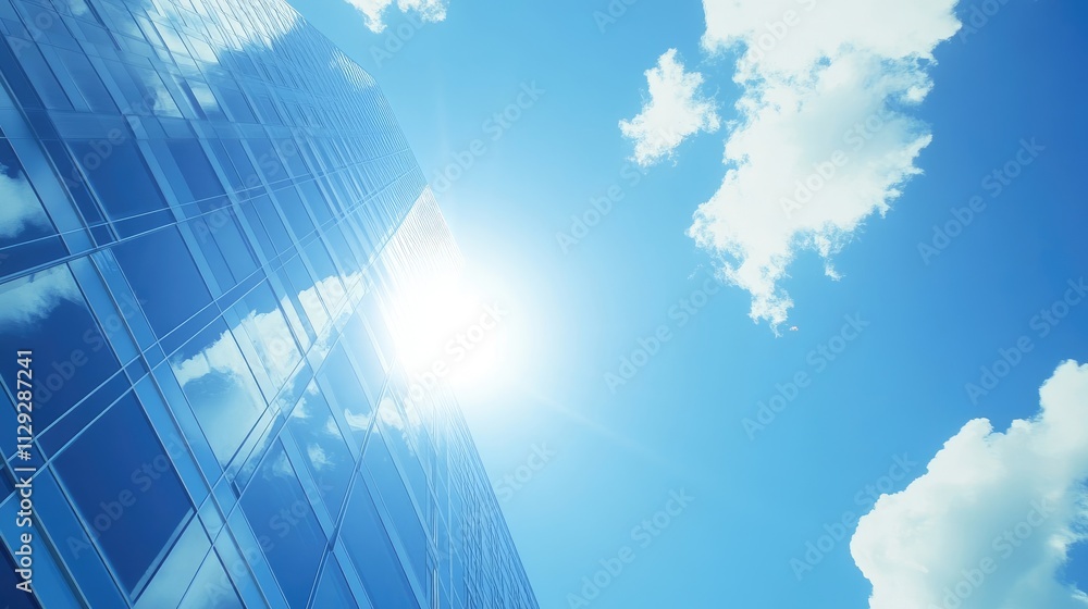 Fototapeta premium Modern Skyscrapers Reaching for a Sunny Sky