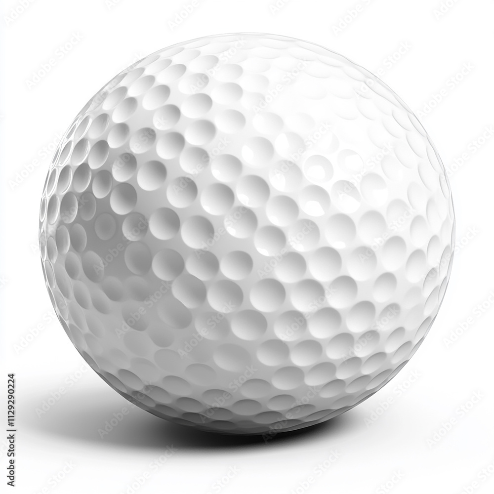 Dimpled White Golf Ball with Clear Textures on White Background Dimpled White Golf Ball with Clear Textures on White Background