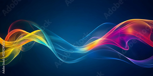 Chaotic abstract background with colorful swirls and dynamic lines against a dark blue base .4k image
