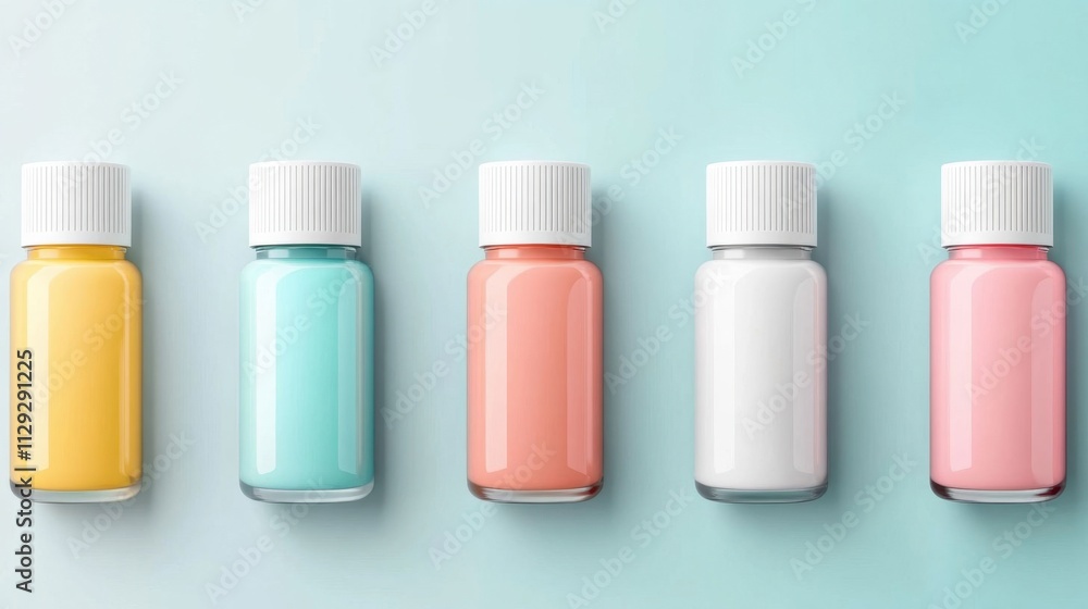 Vibrant Paint Bottles on a Soft Background for Creative Projects Vibrant Paint Bottles on a Soft Background for Creative Projects