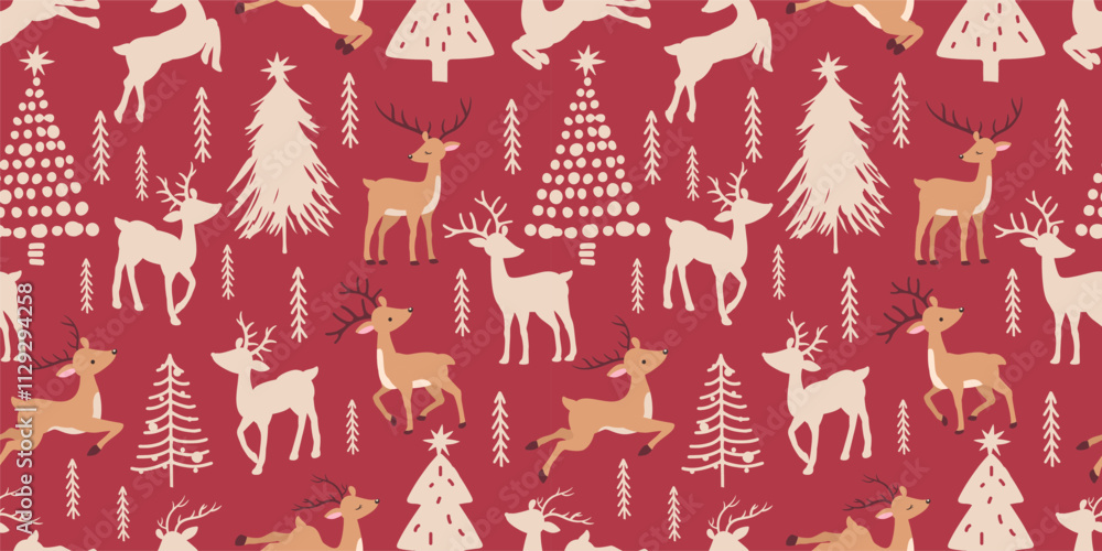 Joyful Winter and Christmas Seamless Pattern Joyful Winter and Christmas Seamless Pattern