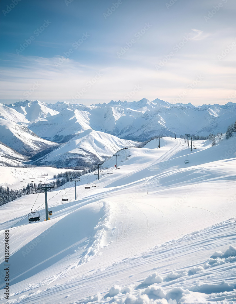 Peaceful Winter Landscape at a Ski Resort in the Alps Peaceful Winter Landscape at a Ski Resort in the Alps