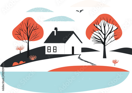 winter house landscape