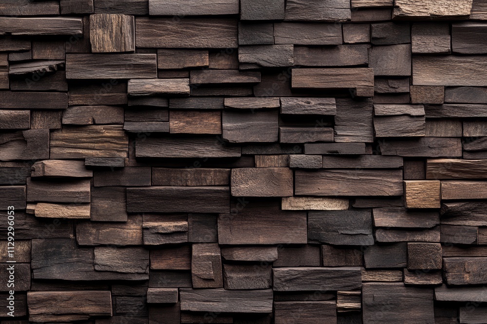 Dark brown wood blocks wall texture background. Dark brown wood blocks wall texture background.