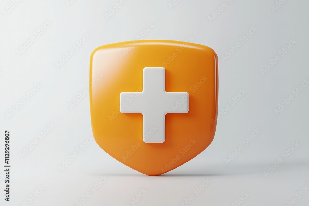 A detailed 3D render showcasing an orange shield with a first aid cross, highlighted by soft lighting and shadow effects, set against a gradient background.
A detailed 3D render showcasing an orange shield with a first aid cross, highlighted by soft lighting and shadow effects, set against a gradient background.