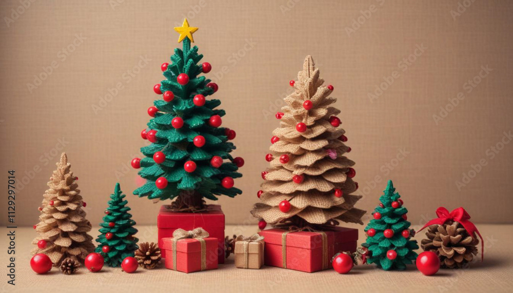 An illustration of a festive arrangement of colorful gifts and toys An illustration of a festive arrangement of colorful gifts and toys