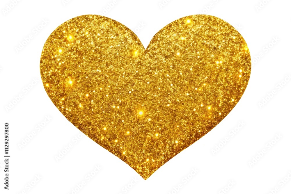 A sparkling gold heart silhouette, elegantly isolated on white, perfect for Valentine's Day romance. A sparkling gold heart silhouette, elegantly isolated on white, perfect for Valentine's Day romance.