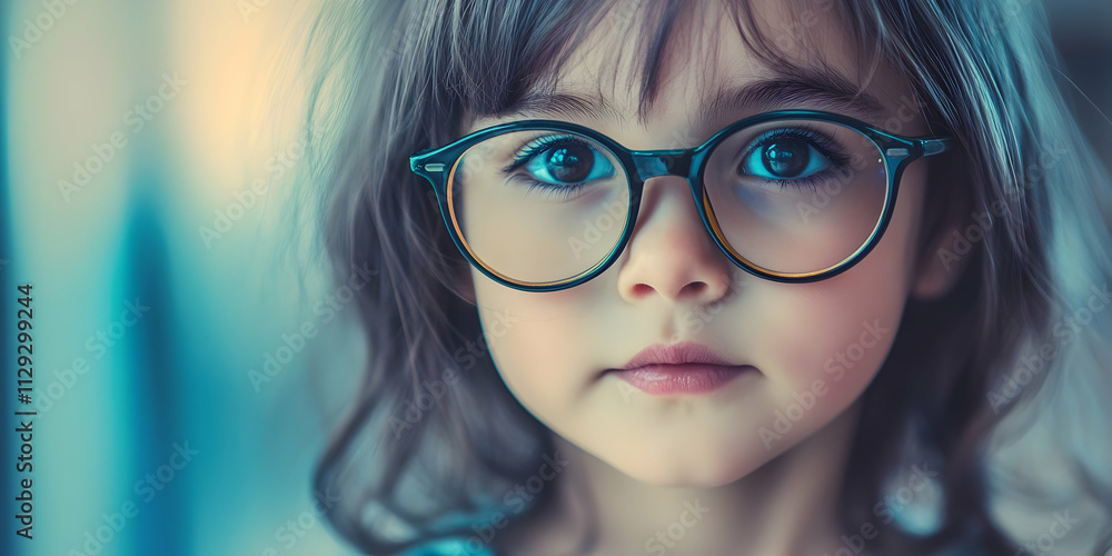 Curious child wearing glasses with question marks in the background, symbolizing learning and curiosity . high quality image Curious child wearing glasses with question marks in the background, symbolizing learning and curiosity . high quality image
