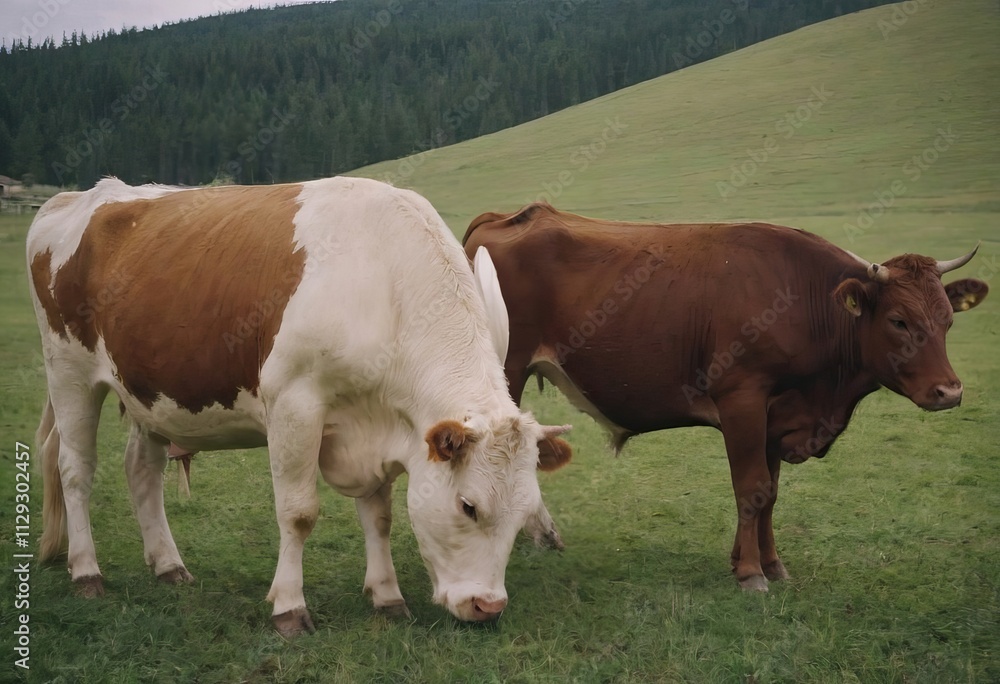 There are three brown and white cows standing in a dirt field There are three brown and white cows standing in a dirt field