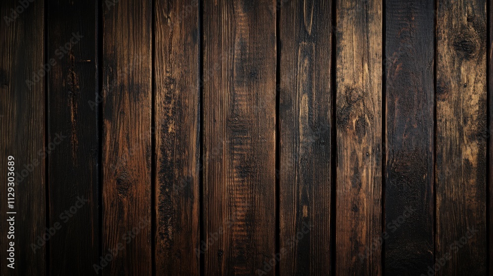 Naklejka premium Wood grain texture showcasing dark and rustic panels arranged vertically on a wall