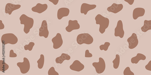 Seamless cow print pattern, animal skin in pastel brown, mocha color background for textile, wrapping paper, fabric, cover, wallpaper. Vector