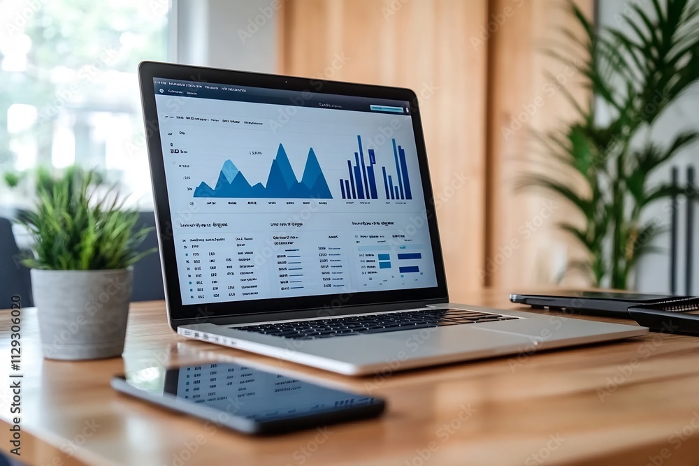 Empty Modern Conference Room with Business Analytics Dashboard Empty Modern Conference Room with Business Analytics Dashboard