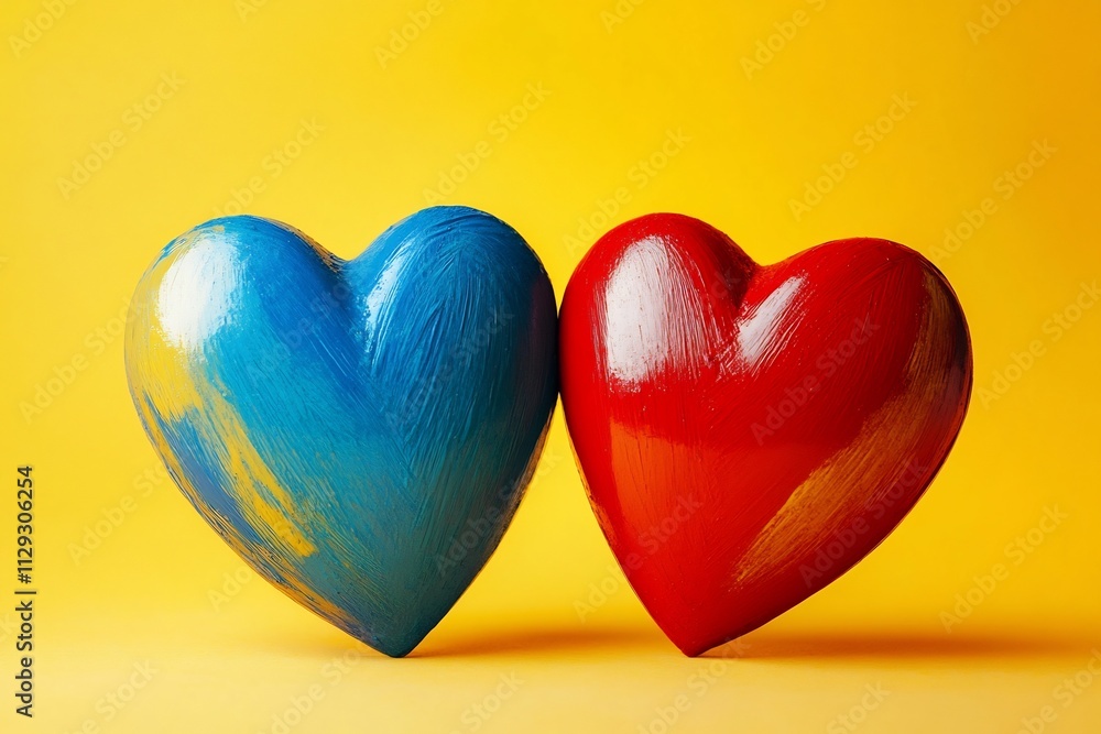 Vibrant Dual Toned Hearts Symbolizing Love and Unity on Clean Background Vibrant Dual Toned Hearts Symbolizing Love and Unity on Clean Background