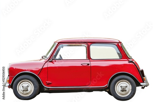Retro Mini Auto: Iconic British Classic Car in Sleek Design on White Background