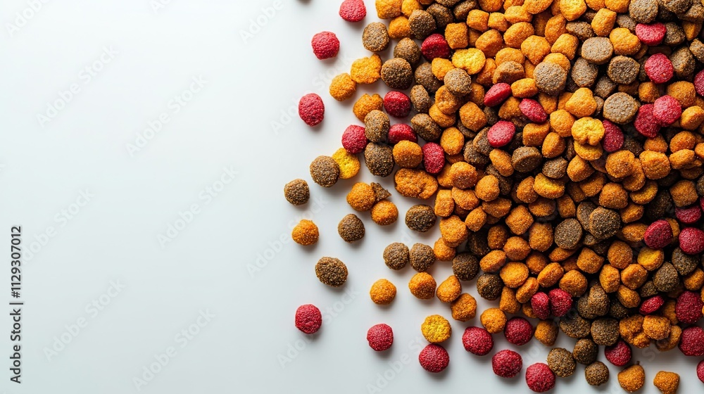 Top view of a pile of dry dog food isolated on a white background Top view of a pile of dry dog food isolated on a white background