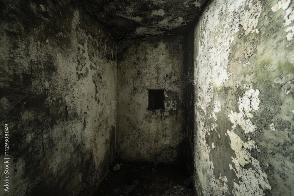 Dark Fungal Growth in Room Corner: Mildew and Dampness on Interior Wall Dark Fungal Growth in Room Corner: Mildew and Dampness on Interior Wall