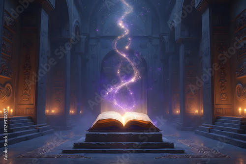 Holy Book - Magic Library - Akashic records - Akasha reading - Bibel - secret chamber - Altar - AI generated