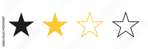 Star vector icon symbol designed in filled, outline, line and stroke style. Concept for star rating, feedback, favourite, bookmark, customer review, quality, marking. Isolated vector illustration.