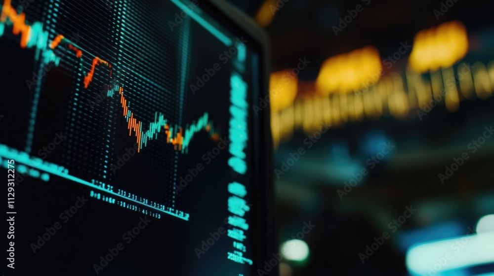 A close-up view of a computer screen displaying a stock chart A close-up view of a computer screen displaying a stock chart