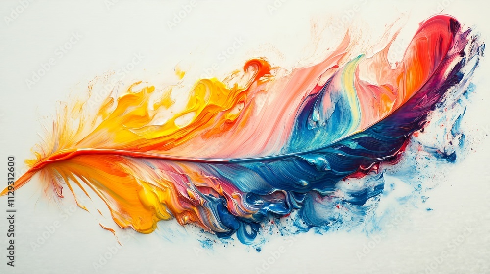 A Colorful Feather Dances in a Swirl of Paint, Generative AI A Colorful Feather Dances in a Swirl of Paint, Generative AI