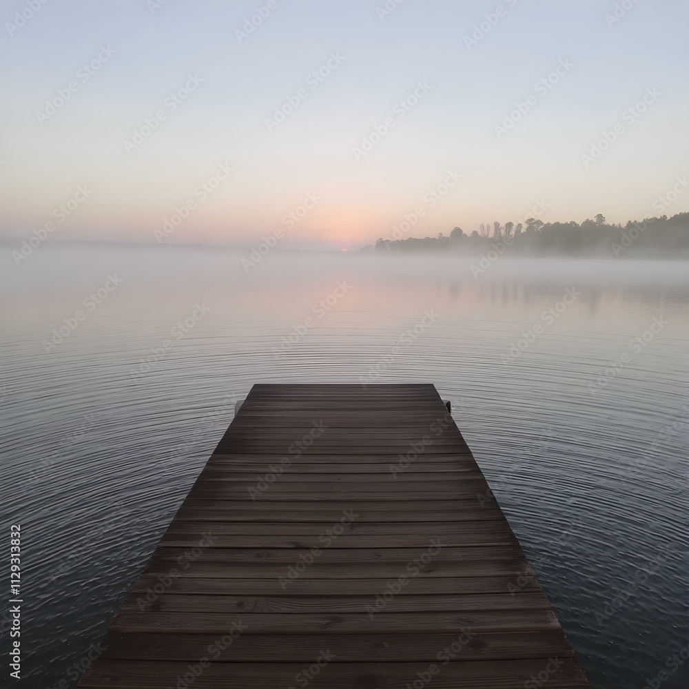 A peaceful evening view of a wooden dock on a misty lake, with soft ripples reflecting a pastel sunset. A peaceful evening view of a wooden dock on a misty lake, with soft ripples reflecting a pastel sunset.