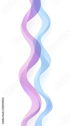 A vector illustration of purple and blue wavy lines on a white background, representing sound waves