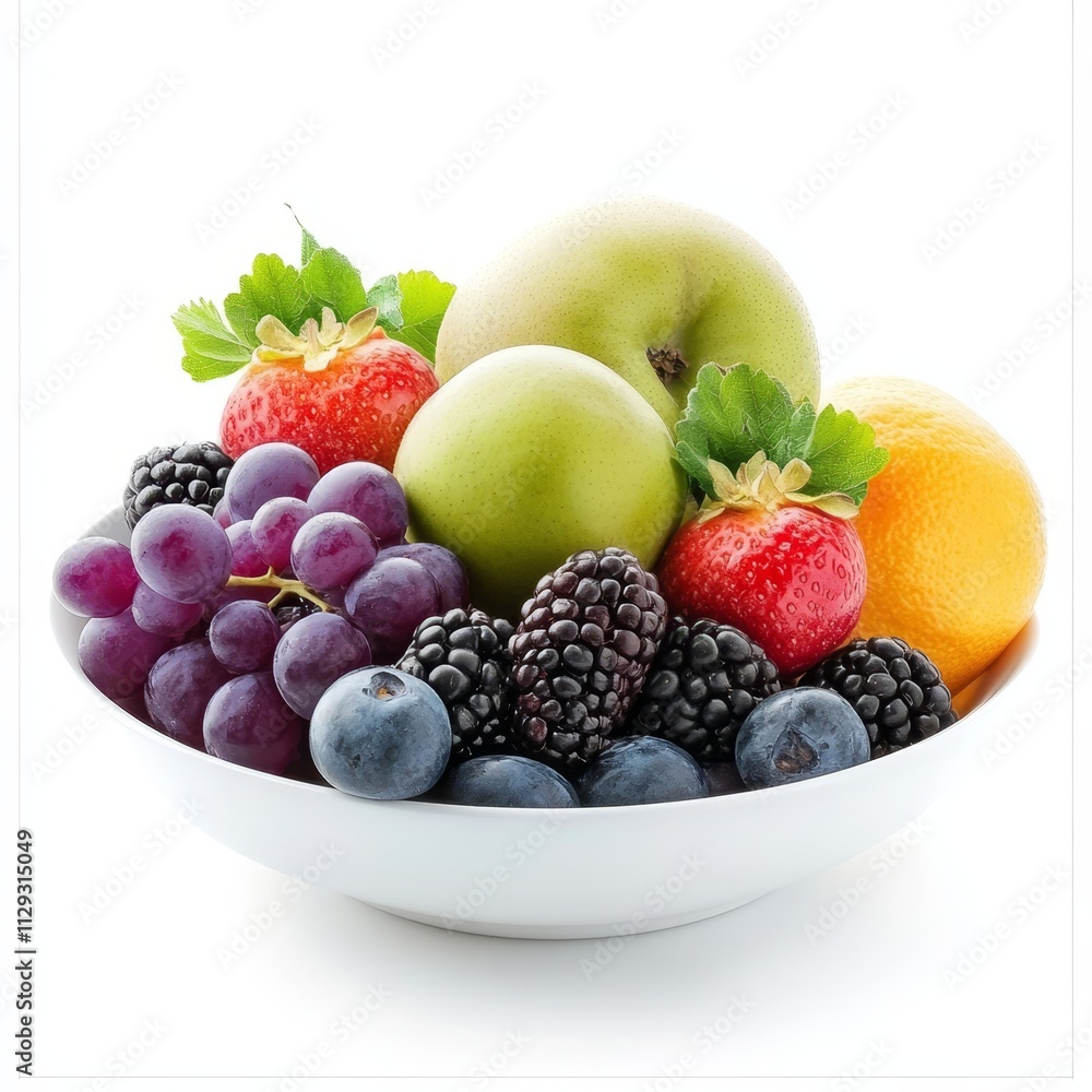 Fresh fruit bowl with apples, berries, and grapes. Fresh fruit bowl with apples, berries, and grapes.