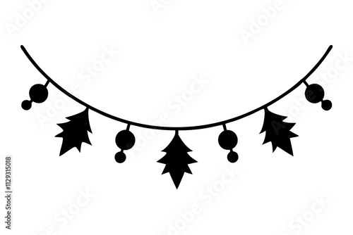 Christmas Garland Vector | isolated vector silhouette illustration on white background