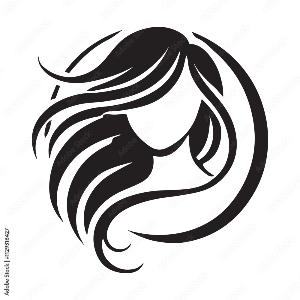 Sophisticated Women Hair Silhouette Logo Vector - Stylish and Minimal Design for Modern Beauty and Fashion Branding Sophisticated Women Hair Silhouette Logo Vector - Stylish and Minimal Design for Modern Beauty and Fashion Branding