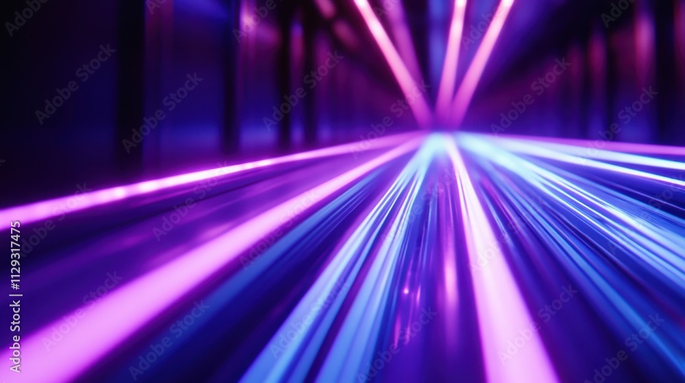 Vibrant Neon Light Trails in Futuristic Tunnel Vibrant Neon Light Trails in Futuristic Tunnel