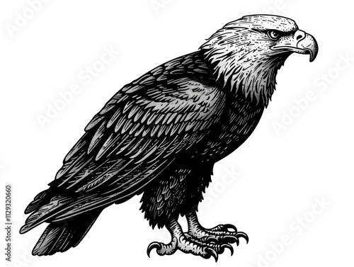 Majestic Monochrome Eagle   Vintage Inspired Graphic photo