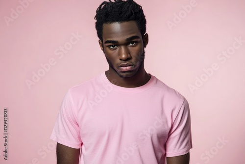 A person posing for a photo wearing a bright pink t-shirt