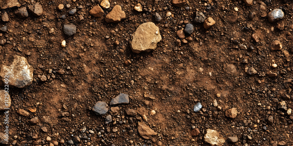 Seamless reddish-brown dirt texture with small rocks and pebbles, suitable for nature-inspired designs . illustration Seamless reddish-brown dirt texture with small rocks and pebbles, suitable for nature-inspired designs . illustration