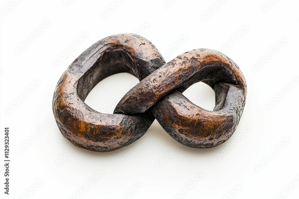 Interlocked dark brown stone, infinity symbol. Interlocked dark brown stone, infinity symbol.