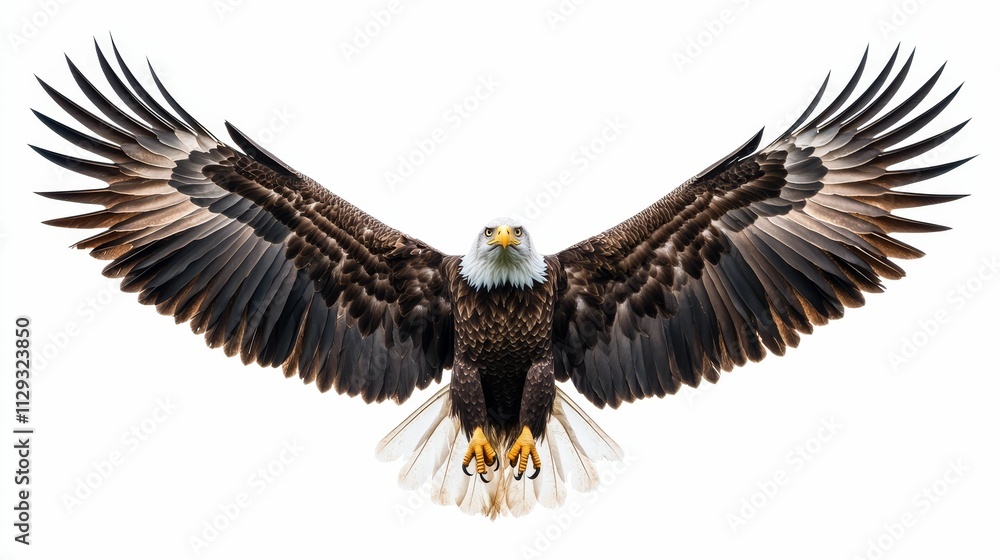 Obraz premium Large bird, wings outstretched, isolated background.