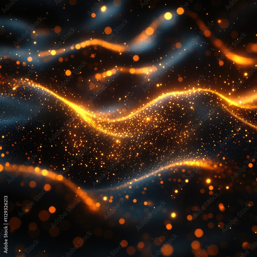 A blurred image of a wave of light with bright colors and soft focus