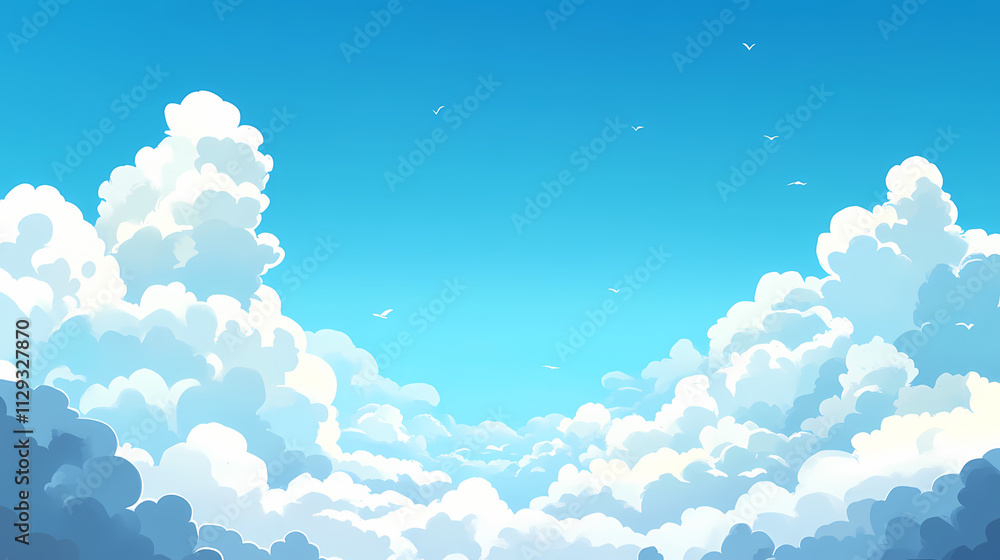 A view of the blue sky from above with clouds on the horizon. Horizon. Illustration A view of the blue sky from above with clouds on the horizon. Horizon. Illustration