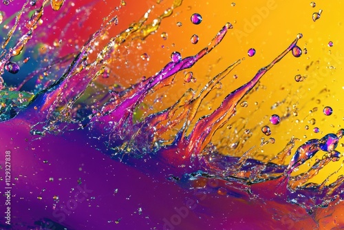 A close-up shot of a vibrant, swirling liquid substance with unique colors and textures photo