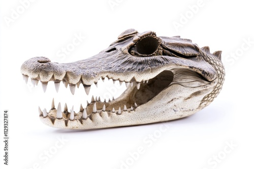 A close-up shot of a crocodile's head with sharp teeth, suitable for wildlife or reptile related themes photo