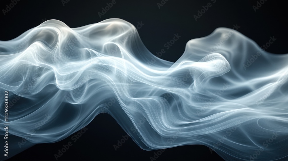 Abstract blue smoke-like waves on dark background Abstract blue smoke-like waves on dark background