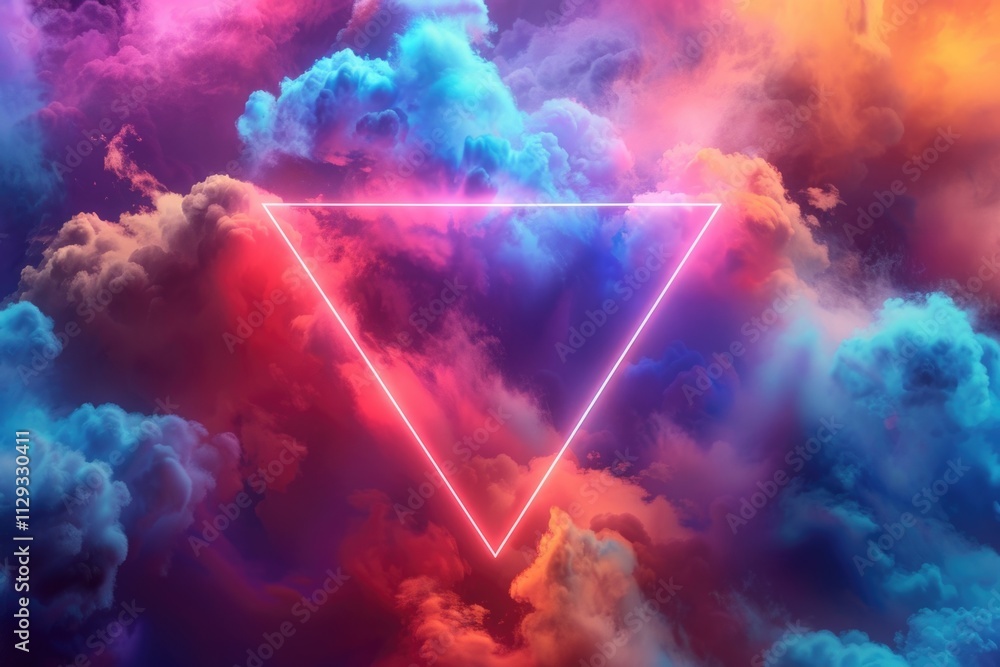 A triangle shapes the clouds in this serene and peaceful scene A triangle shapes the clouds in this serene and peaceful scene