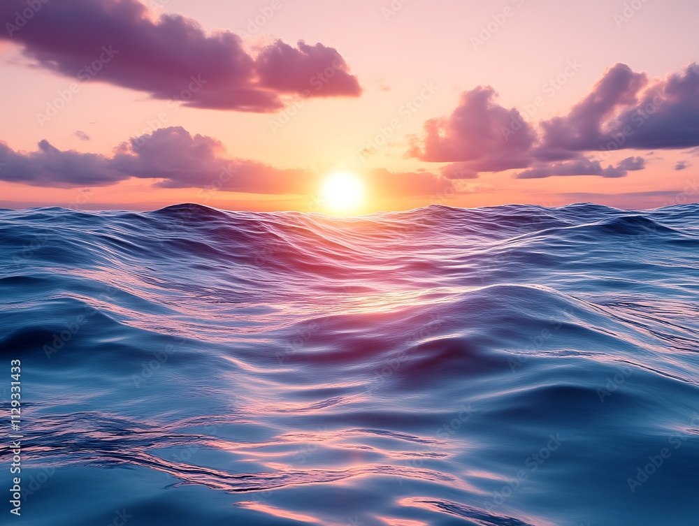 Serene Ocean Sunset Waves Peaceful Sky Colors Serene Ocean Sunset Waves Peaceful Sky Colors