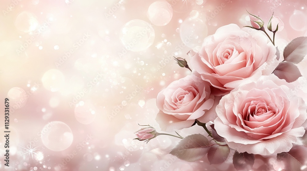 Elegant pink roses with soft bokeh background for romantic and delicate designs Elegant pink roses with soft bokeh background for romantic and delicate designs