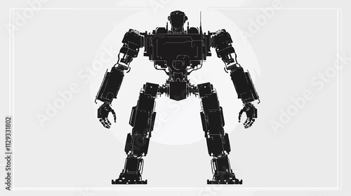 black robot standing, mechanical design clip art preview