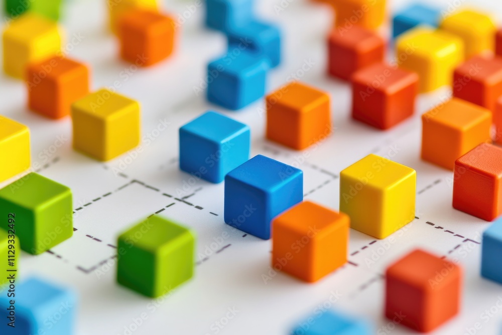 A close-up view of a bunch of colorful blocks, perfect for use in educational materials or marketing campaigns A close-up view of a bunch of colorful blocks, perfect for use in educational materials or marketing campaigns